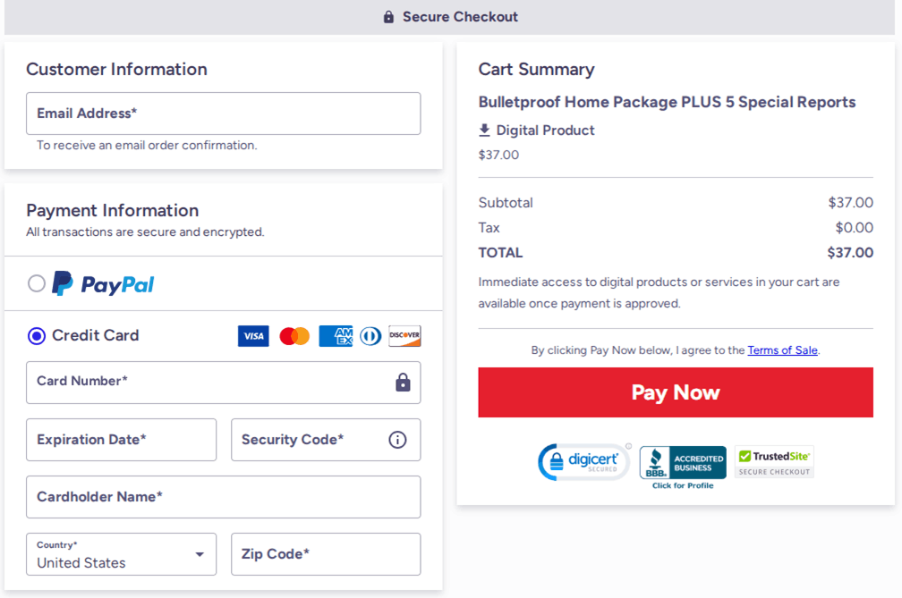 BulletProof Home Checkout